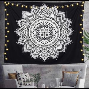 Black and White Medallion Tapestry